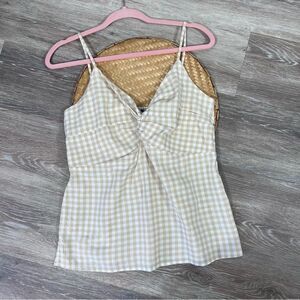 Old navy gingham twist front tank beige & white - Size M